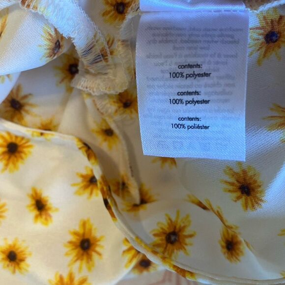 Revolve Crop Top Blouse L Ivory Floral Billow Sleeve Cottage Coquette Dainty - Picture 9 of 9